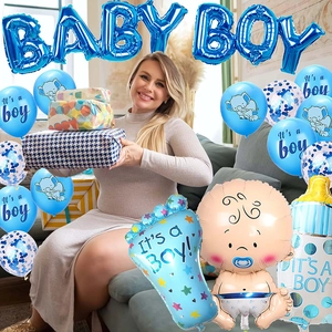 Baby Boy shower balloon set with baby angel and milk bottle foil balloons for decoration