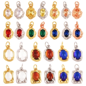 Assorted copper zircon pendants in gold, silver, and rose gold for DIY jewelry making
