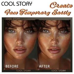 Gold star freckle temporary tattoo stickers for face party makeup and festive look