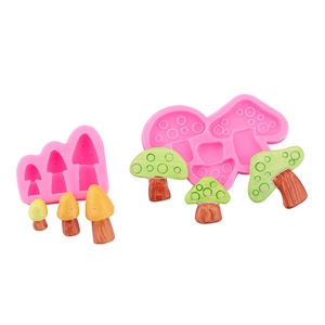 Moules à champignons en silicone rose pour décoration de gâteaux et chocolats variés