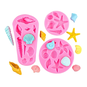 Silikonform-Set mit Meeresmotiven wie Seesternen und Muscheln für Tortendekoration