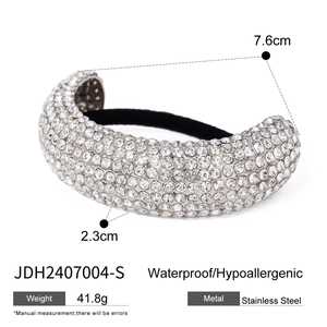 Waterproof stainless steel hair ring with rhinestones and dimension specifications