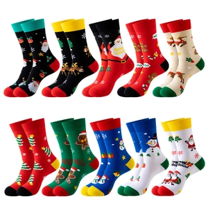 Set of 10 pairs Christmas socks with Santa and Reindeer patterns for men size 37-44