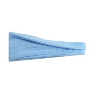 Vue détaillée du bandeau sport bleu clair montrant la texture du tissu respirant