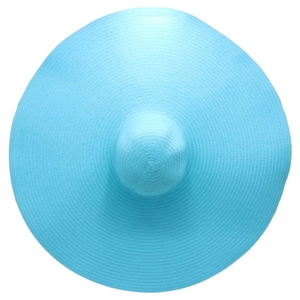 Sky blue 25cm oversized wide brim straw hat with foldable dome design for sun protection