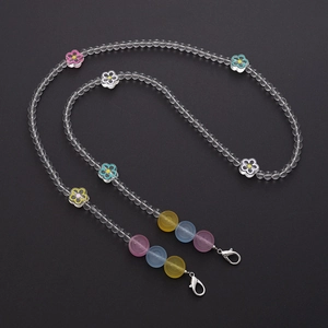 Acrylic clear beaded crossbody phone chain with colorful floral charms and lobster clasps