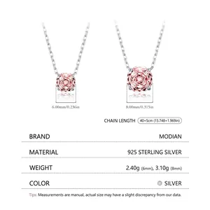 S925 Sterling Silver necklace with 6mm and 8mm pink octagonal sapphire pendants