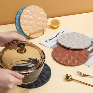 Nordic silicone heat resistant pads with geometric diamond texture in multi-color set