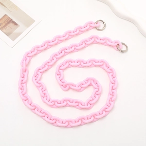 Pink 120cm acrylic crossbody chain with silver metal clasps for phone case or bag