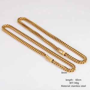 Men's 8mm gold stainless steel Cuban link chain necklace with secure box clasp design