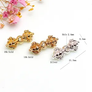 14K gold plated Vajra pestle beads for DIY jewelry making in three metallic colors