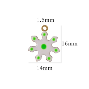Detailed size view of a 16mm snowflake pendant in stainless steel for DIY jewelry