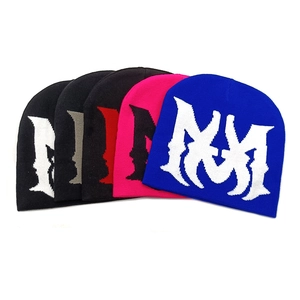 Beanie Hat Knitted Acrylic Winter Warm Gothic Letter Jacquard Streetwear Fashion Cap For Men Women