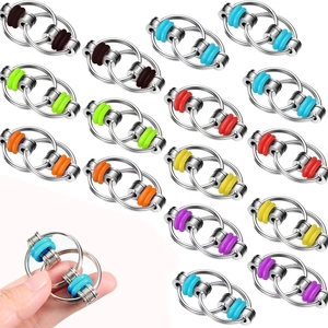 Flippy Chain Fidget Toy Metal Silicone Stress Relief Anxiety ADHD Portable Mini Keychain For Adults Kids Office Desk