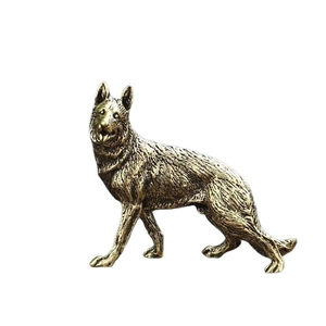Escultura decorativa de pastor alemán en latón macizo con acabado de bronce