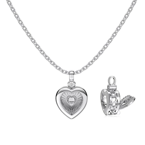 S925 sterling silver heart locket necklace with zircon and hollow side heart patterns