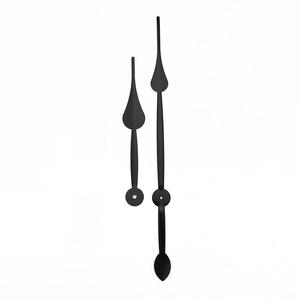 Classic matte black aluminum clock hands set featuring hour and minute needles for DIY clocks