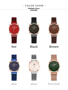 Multiple color variants of Tadi quartz watches with mesh straps in 2x3 matrix layout