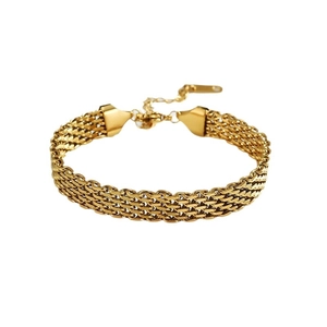 Chunky gold braided titanium steel chain necklace with adjustable lobster clasp closure