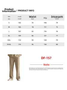 Detailed size guide for men's waffle knit straight pants from S to 3XL with measurements