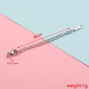6cm stainless steel extension chain with lobster clasp and S.STEEL engraved tag details