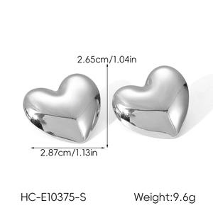Spécifications détaillées des boucles d'oreilles cœur en acier avec mesures précises