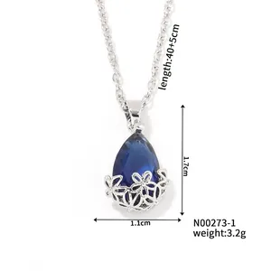 Spécifications du pendentif goutte en zircon bleu avec dimensions et poids