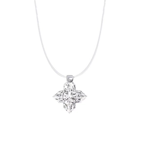 Minimalist s925 silver moissanite teardrop pendant on an invisible fishing line necklace