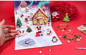 Christmas advent calendar set featuring 24 days countdown box with DIY jewelry and charms