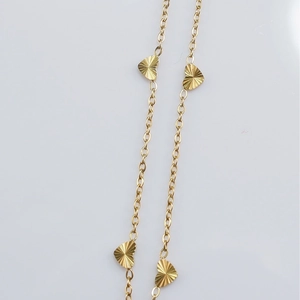 Heart Pendant Necklace Laser Cut Engraved Texture Stainless Steel Dainty Gold Plated Clavicle Chain Jewelry For Women
