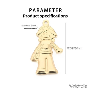 Detailed specs of a 39x20mm polished gold stainless steel punk boy pendant weighing 9g