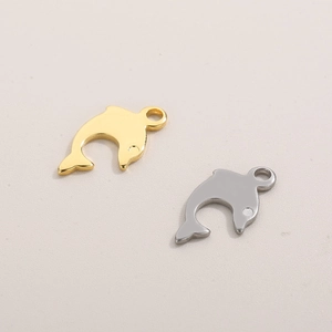 Minimalist DIY stainless steel dolphin pendants in gold and silver finish with hanging rings
