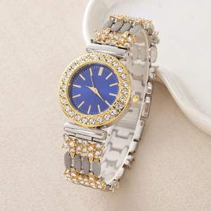 Montre Quartz Femme Mode Sertie De Strass Chiffres Romains Bracelet En Alliage Élégante Montre De Luxe