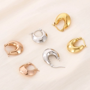 Polished U-shaped hollow hoop earrings in gold, silver, and rose gold finishes