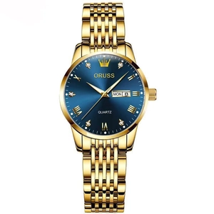 Women Quartz Watch Alloy Case Stainless Steel Strap Luminous Day Date Display Water Resistant Luxury Fashion Wristwatch
