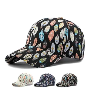 Berretto Da Baseball Con Stampa Piume Poliestere Corona Strutturata Regolabile Stile Etnico Cappello Da Sole Donna Uomo