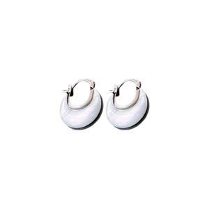 Eleganti orecchini a cerchio a U con inserto in madreperla dal design minimalista chic