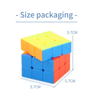 5.7cm educational 3x3 magic cube with smooth matte texture and detailed size measurements
