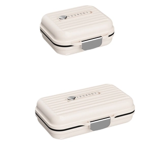Portable cream white 7-day pill box with airtight seal for outdoor travel and daily use