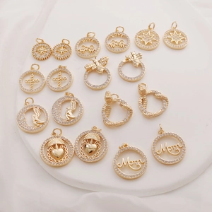 14K gold plated bee and angel charms with zircon inlay for DIY jewelry design