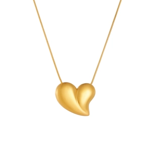 Minimalist gold plated stainless steel heart pendant necklace on a clean white background