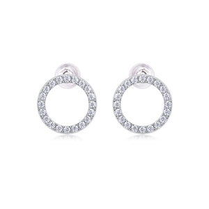 Elegant S925 sterling silver circle stud earrings with sparkling pave moissanite stones