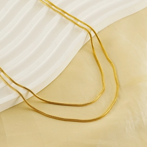 Zweilagige 18K vergoldete Schlangenkette aus Edelstahl für Damen, elegantes Design