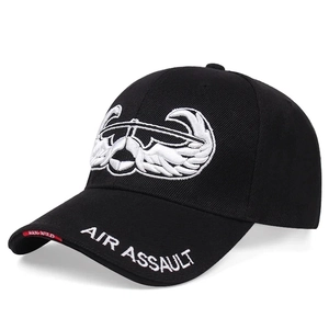 Men's black cotton baseball cap with Air Assault wing embroidery and curved brim