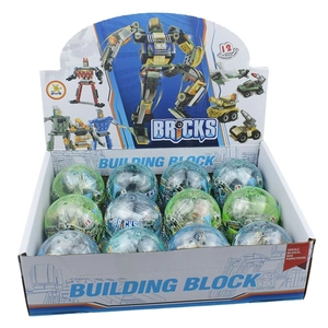 12-pack robot building block capsules in a display box for kids model car and aircraft toy