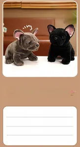 Detailed view of plush French Bulldog toy with soft fabric and high-elastic PP cotton filling