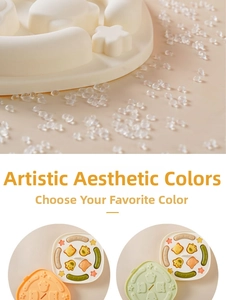 Detailed macro view of food-grade silicone cat treats mold with star and paw patterns