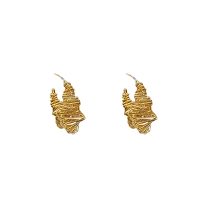 Gold plated twisted wire knot earrings with a high-polished metallic finish for women