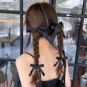 Satin Ribbon Bow Hair Clip French Style Long Streamer Duckbill Clip Elegant Sweet Hairpin Accessories For Women Girls