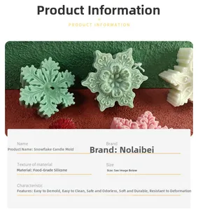 Macro detail of food-grade silicone snowflake mold for DIY handmade candle making